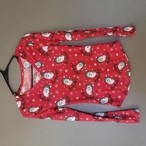 NO boundaries Womens V Neck Santa Shirt  Size XS